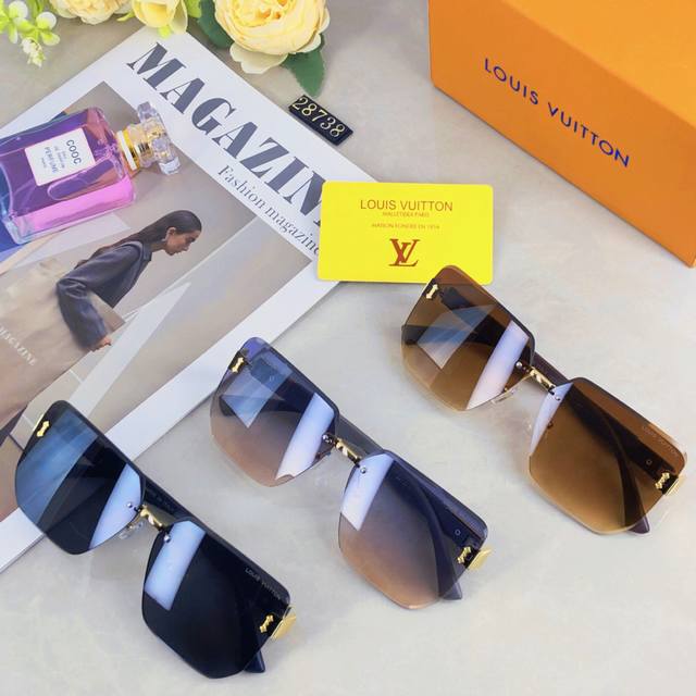 Louis Vuitto*2025新款尼龙无框切边轻奢高级感女太阳镜抖音小红书潮款墨镜