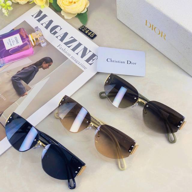 Dio*新款简约无框切边高级感时尚潮流女太阳镜小红书网红款墨镜