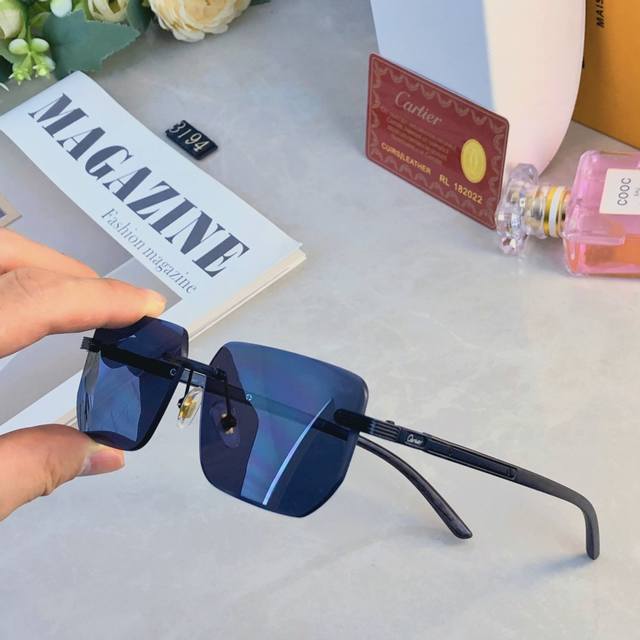 Cartie*复古简约痞帅男士墨镜无框渐变防晒太阳眼镜Uv400