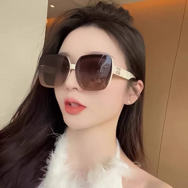 Celin*2025年新款大框尼龙偏光太阳镜时尚网红女士墨镜圆脸显瘦遮阳潮流