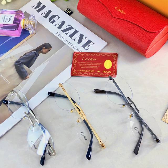 Cartie*张元英同款素颜眼镜椭圆形平光镜金属无框眼镜架防蓝光装饰镜框