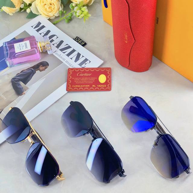 Cartie*金属双梁男士蛤蟆镜酷黑时尚太阳镜街拍潮流防紫外线太阳镜