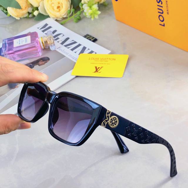Louis Vuitto*韩版新款方形腮红太阳眼镜潮高级感百搭素颜显瘦圆脸墨镜