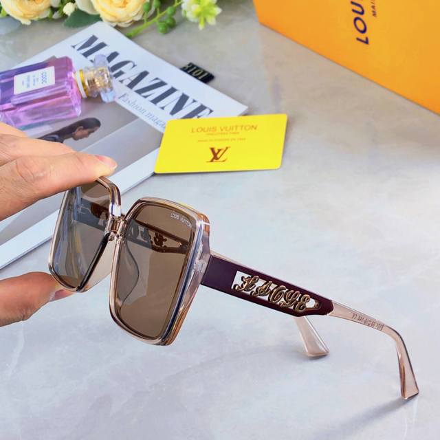 Louis Vuitto*韩版字母太阳眼镜女网红素颜圆脸墨镜防晒开车驾驶镜