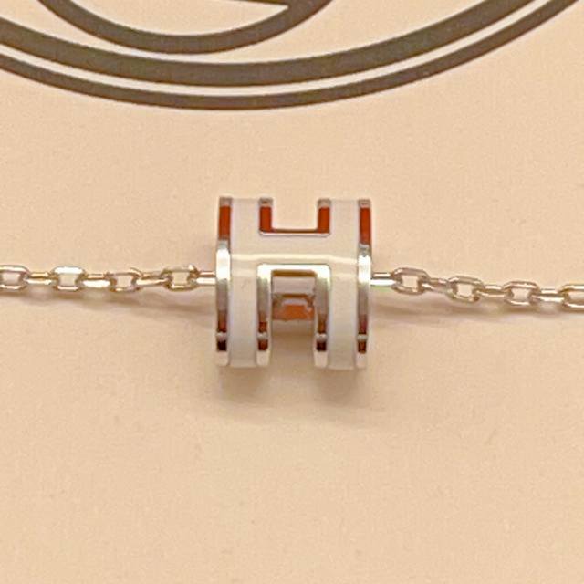 He Mes爱马仕最新款 白色珐琅迷你银色项链 一致Zp黄铜材质，非常的上镜设计很特别值得入手高级手工坊系列