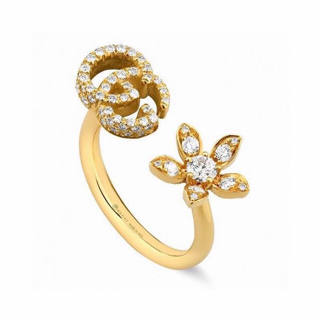 古驰 Gucci 戒指，明亮式切割工艺使表面抛光非常靓丽360度绚丽夺目 方方面面都很到位整体设计简约。