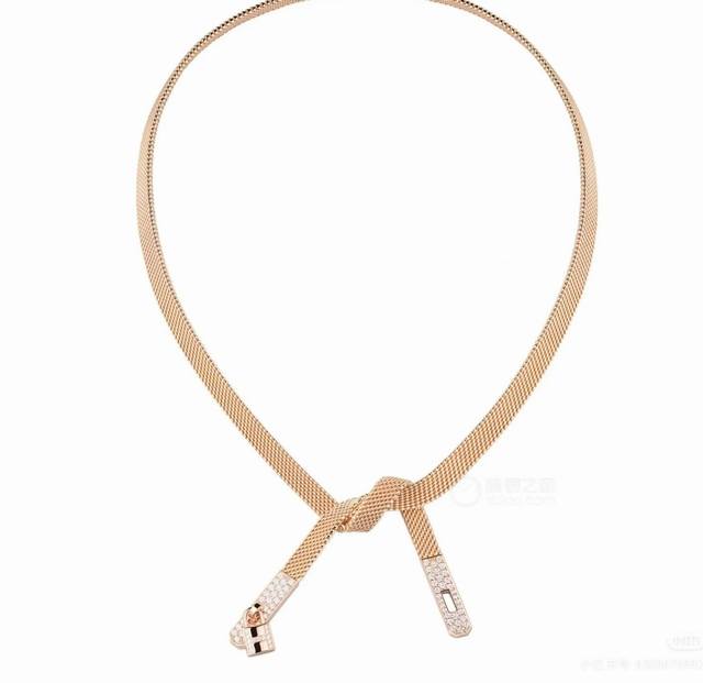 精工版本 Hermes 爱马仕皮带扣满钻项链亚金材质 手工铲钉镶嵌5A锆钻！18K白金色！带Logo 爱马仕项链 皮带项链