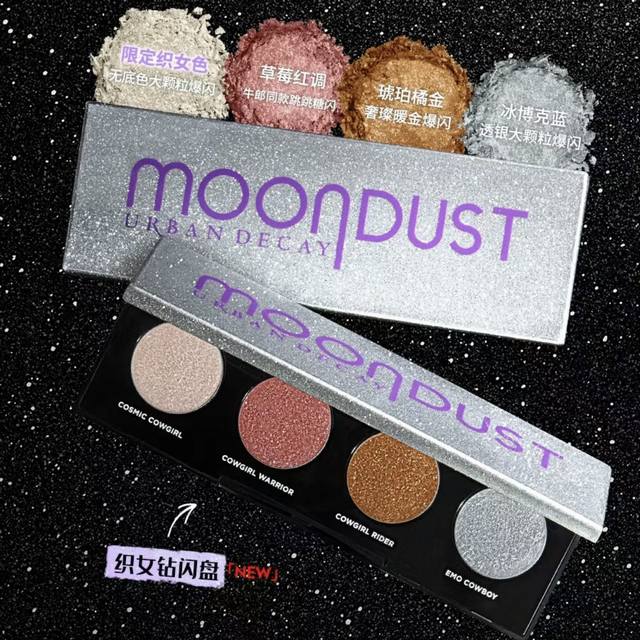 高品质 衰败城市4色眼影织女盘。 Hpx91W编码！织女钻闪盘#织女盘，灵幻4色，捕捉散落星云， 限定织女色，大颗粒亮银闪，草莓红调，瑰丽赤霞光晕; 琥珀橘金，