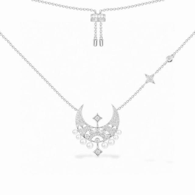 Apm 星月珍珠项链女小众 轻奢锁骨链 新款毛衣链 Apm Monaco 单只月亮珍珠项链！新一季的珍珠星月系列，摩洛哥星月元素搭配错落珍珠组成的耳环真的心动，