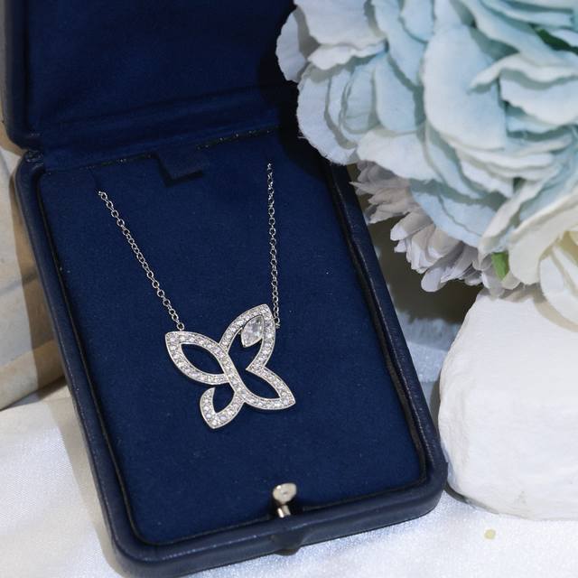 海瑞温斯顿 Hw项链蝴蝶项链 亚金材质 带Logo 高品质 精工版本 白金色 个性百搭 女神必备 Harrywinston