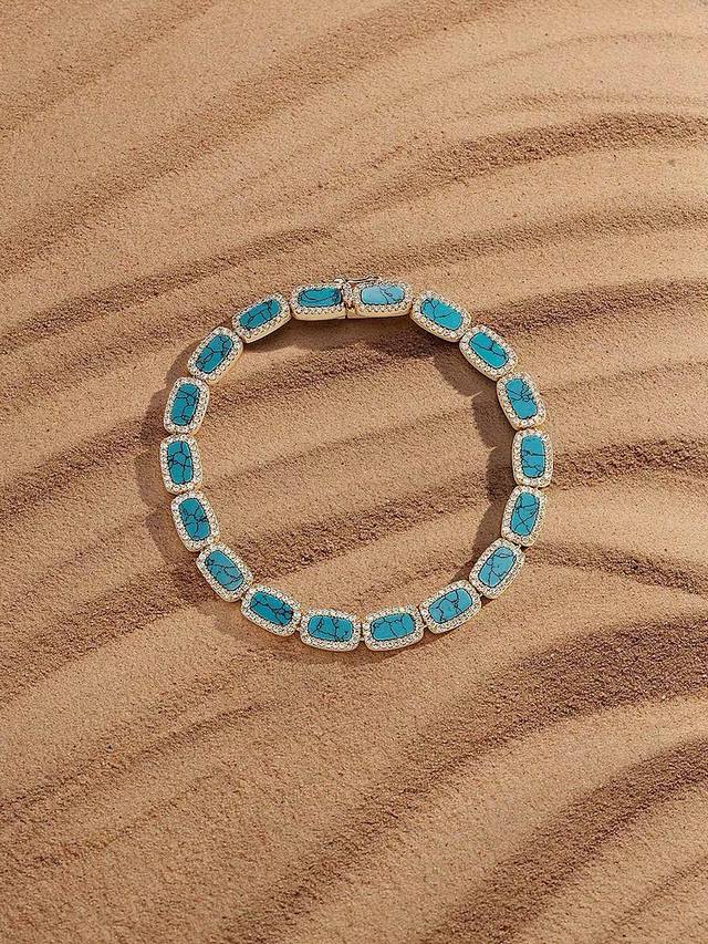 Apm Monaco湖蓝色手链典雅方形手饰饰品生日礼物。