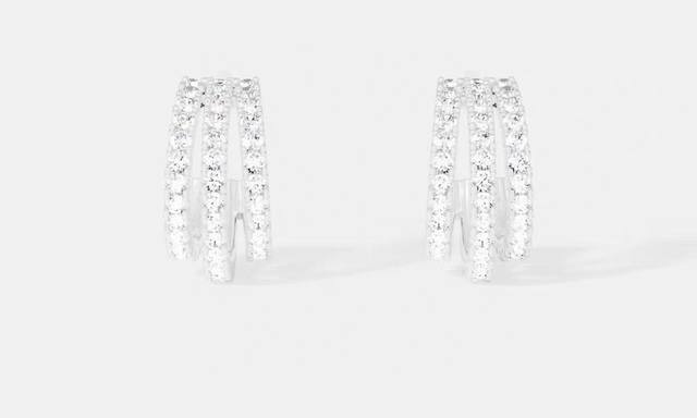 Apm Monaco三层圈形耳环女不对称高级设计银耳饰高级感饰品。