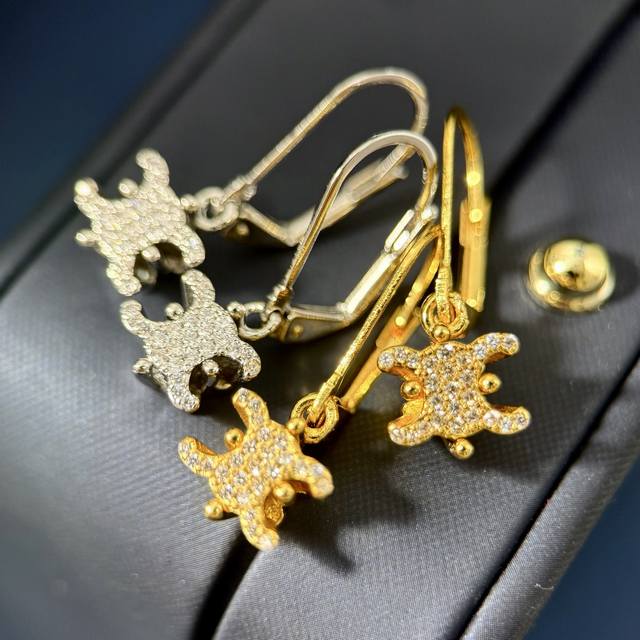 赛琳Celine满钻凯旋门耳坠耳勾耳拍耳环 黄铜材料镀金 2个色:黄金色 白金色