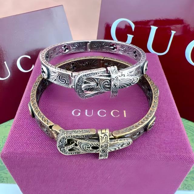 Gucci花纹皮带手镯