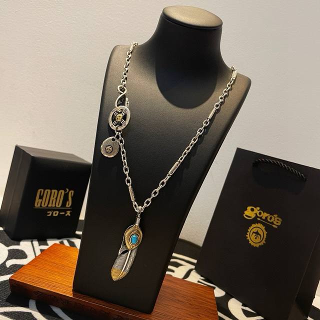 新品上架 Goro’S高桥吾郎点金羽松石羽毛吊坠，高桥经典竹节项链，顶级版本，认准独家拍摄，主攻高端市场 ，快手 Ins 小红书热门款，绝对区别普通版本！图片产