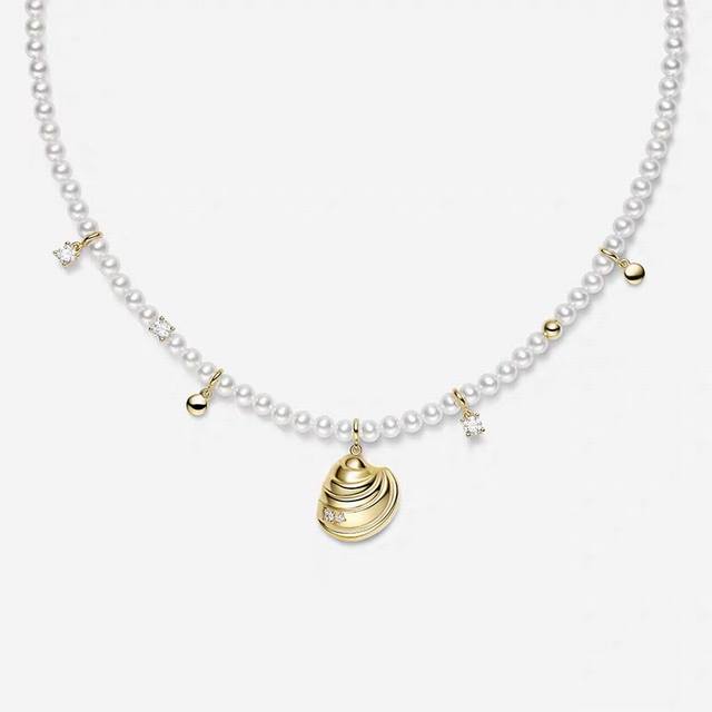 V金材质Hefang海洋奇遇项链时尚轻奢天然巴洛克何方水滴珍珠耳环耳饰女