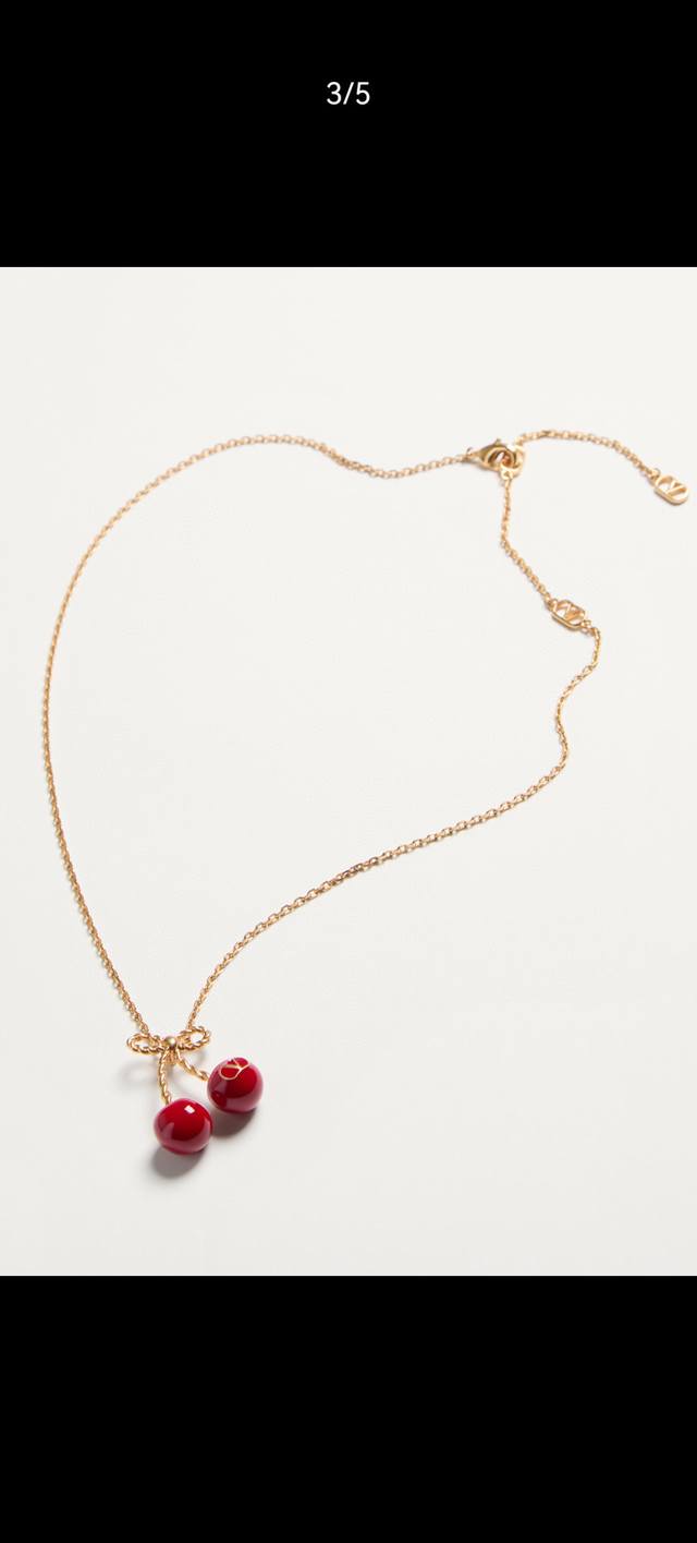 华伦天奴Valentino麻花绳结小樱桃系列项链