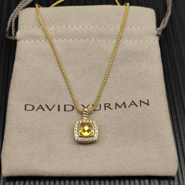 David Yurman 黄钻金色四方钻项链。 链条粗1.5Mm，长度45+5Cm延迟链 编号Dyxl-185