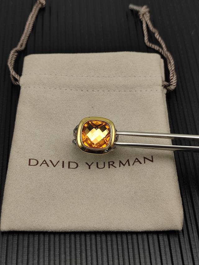David Yurman 分色14Mm四方钻香槟钻戒指 戒指尺寸：美号，6-7-8-9，四个号 Dyjz-202