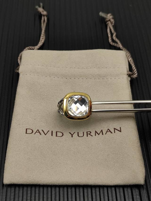 David Yurman 分色14Mm四方钻白钻戒指 戒指尺寸：美号，6-7-8-9，四个号