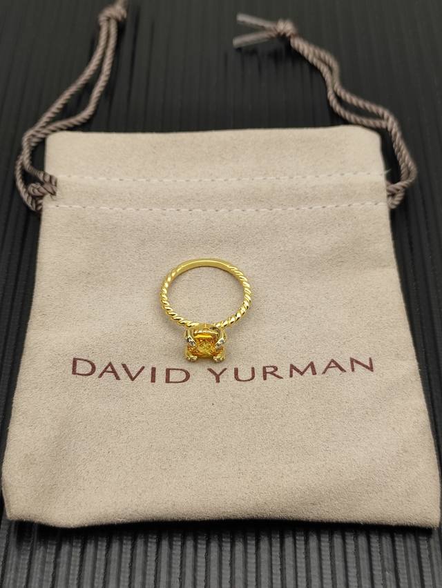 David Yurman 金色主石黄钻8Mm四爪戒指 戒指尺寸：美号，6-7-8-9，四个号 Dyjz-208