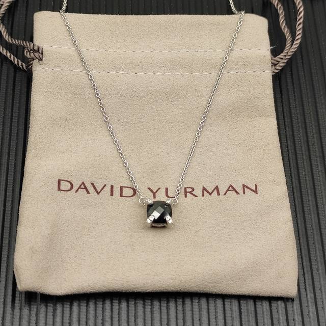 David Yurman 银色黑钻主石8Mm四爪项链。，长度58Cm 42+3+3Cm 延迟链 编号Dyxl-227