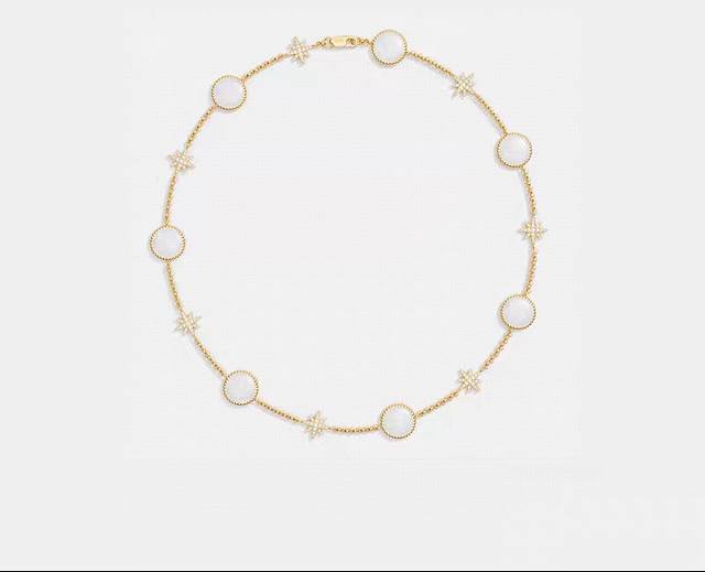 Apm Monaco白母贝MéTéOrites项圈项链金黄色饰品礼物。