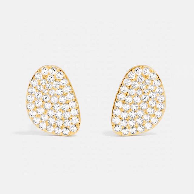 Apm Monaco密镶Galet耳钉耳环金黄色简约耳饰礼物设计感。