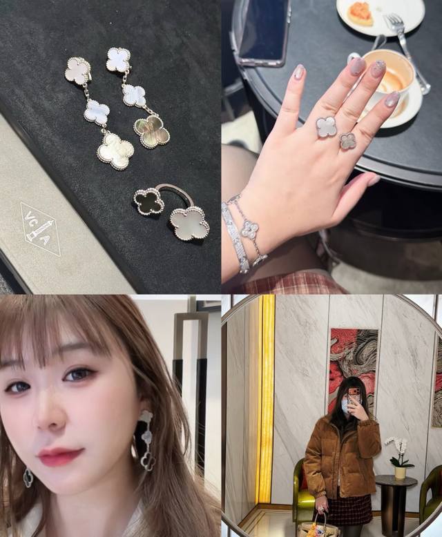 V金材质梵克雅宝Vca紫玉髓三花耳拍 DDD