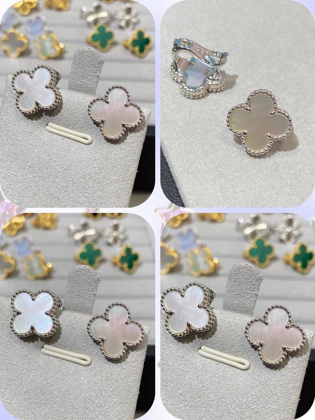 V金材质梵克雅宝Vca四叶草黑玛瑙耳拍 DDD