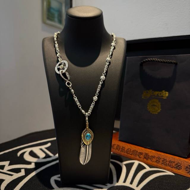 新品上架 Goro’S高桥吾郎松石羽毛吊坠，高桥经典项链，顶级版本，认准独家拍摄，主攻高端市场 ，快手 Ins 小红书热门款，绝对区别普通版本！图片产品细节与Z