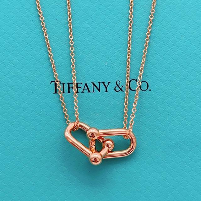 Tiffany*蒂芙尼最新款玫瑰金双链光面双U项链 一致Zp黄铜材质，非常的上镜设计很特别值得入手高级手工坊系列 DDD
