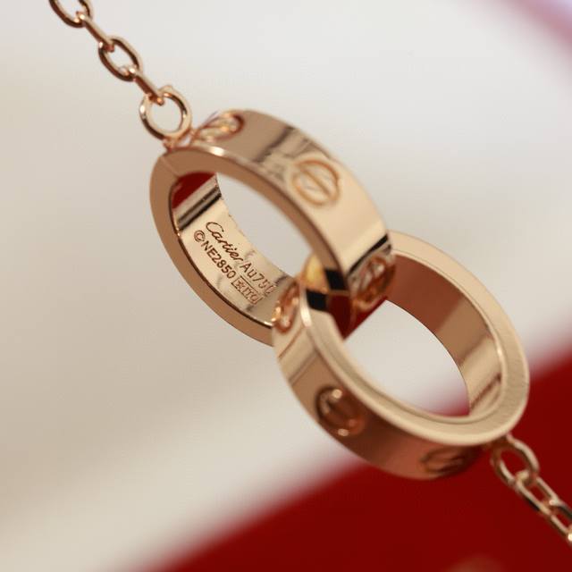 Cnc版本 卡地亚双环 无钻项链 两两相扣、致死不离，就像相爱的你们，有现货、工厂P直销、只为见证爱链长16+2可调节原版尾牌亚金材质 Cnc高版本工艺 DDD