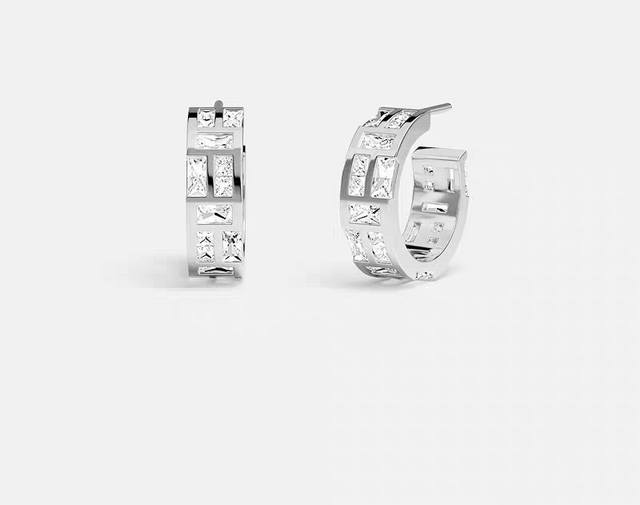 Apm Monaco Ice冰块圈形耳环银白优雅耳饰精致。 DDD