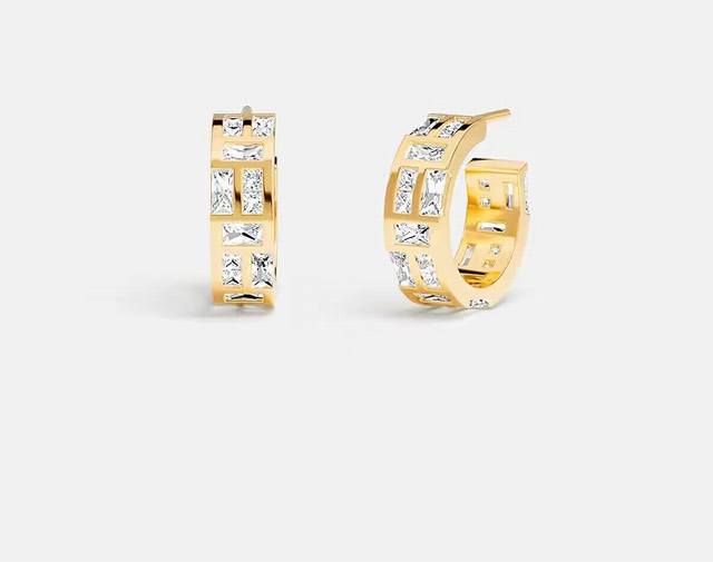 Apm Monaco Ice冰块圈形耳环金黄耳饰惊喜盒。 DDD