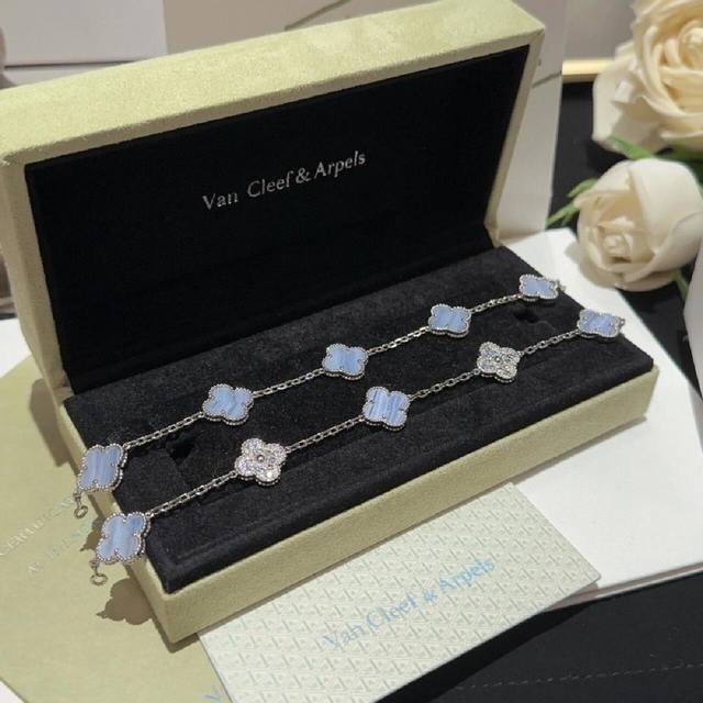 V金材质Vca四叶草紫玉髓五花手链 DDD