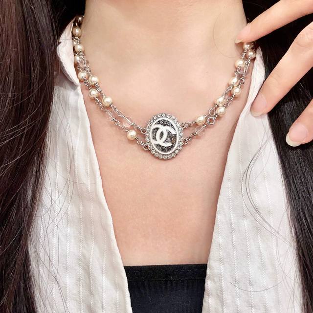 香奈儿双层珍珠双C项链 DDD