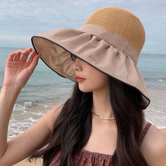 Dior迪奥 字母彩胶防晒遮阳帽夏季旅游大沿防风太阳帽新