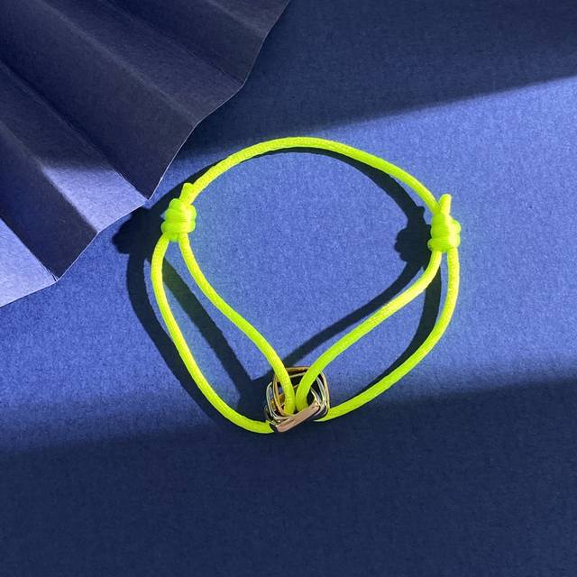 Kd80 40 45 无标cartier 卡地亚风格简约百搭情侣款环环相扣光面正方形小三环三色环手绳手链