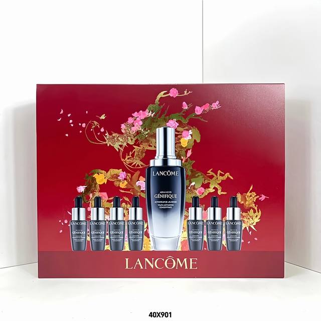 兰蔻小黑瓶肌底液耀启龙年礼盒 40X901编码！可配礼袋+中文标内含：正装100Ml+小样7Ml*7+小样片装1Ml。