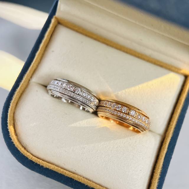 Piaget 伯爵 双排钻转动戒指 时来运转系列 正品30多万的戒指 设计感十足 耐看经典 超美腻 气质优雅 精选德国进口s925纯银材质电镀18K厚金 码数6