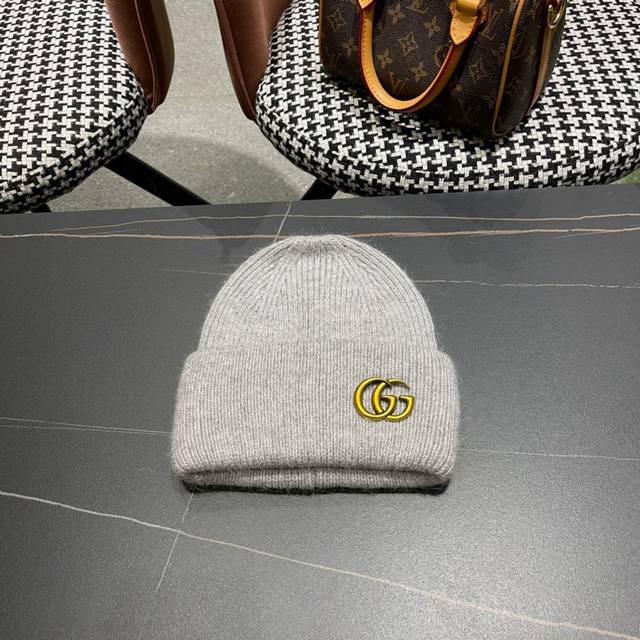 Gucci古奇秋冬新款毛线帽，兔毛线针织面料，男女同款