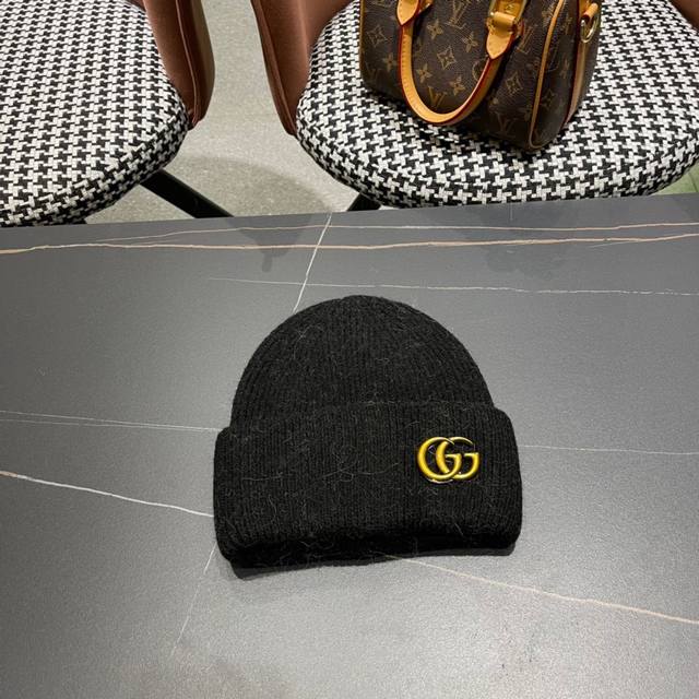 Gucci古奇秋冬新款毛线帽，兔毛线针织面料，男女同款