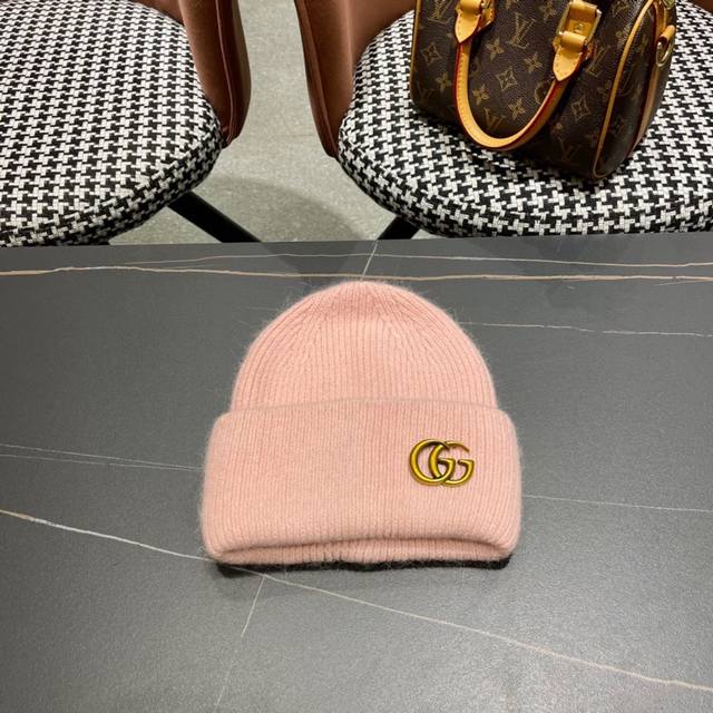 Gucci古奇秋冬新款毛线帽，兔毛线针织面料，男女同款