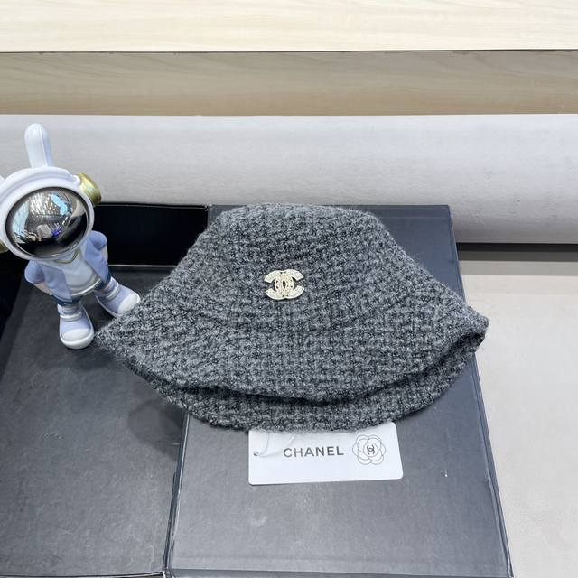 Chanel韩国秋冬季新款小香风粗呢渔夫帽女时尚纯色气质名媛风遮脸盆帽潮
