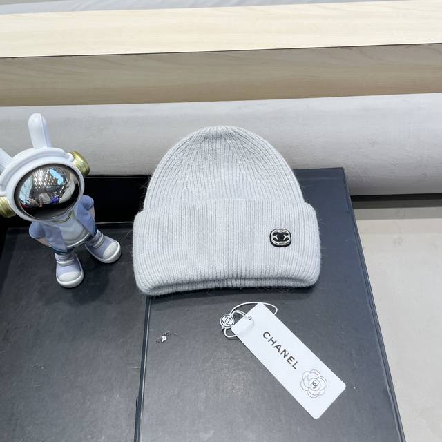Chanel毛线帽子女秋冬季保暖加绒加厚套头护耳针织帽大头围韩版百搭冷帽