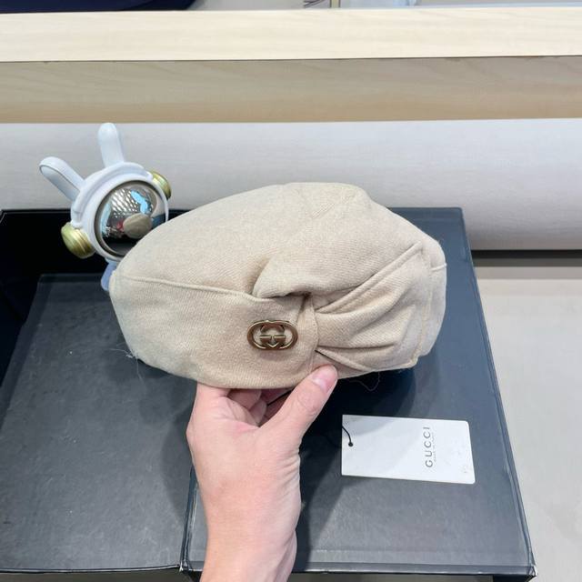 Gucci古奇羊毛贝雷帽，高端定制面料。头围57Cm