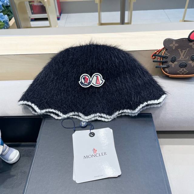 Moncler日系花边渔夫帽女秋冬保暖百搭盆帽韩版时尚休闲钩针显脸小水桶帽