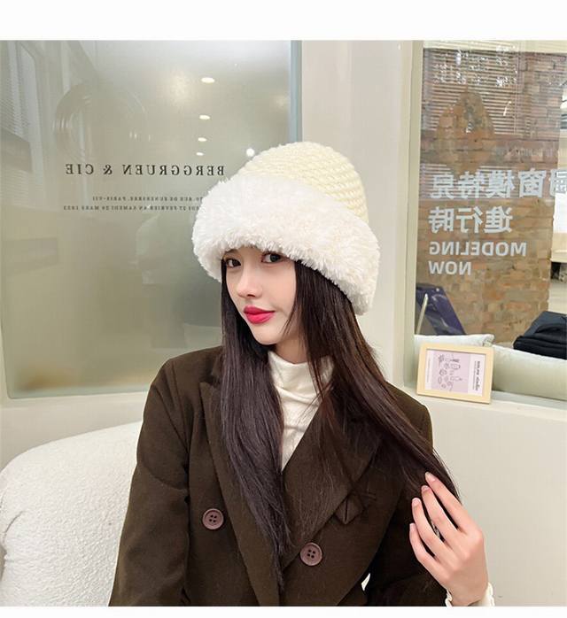 香奈儿Chanel毛绒边粗毛线帽女秋冬新款透气保暖针织帽防寒加厚护耳包头帽