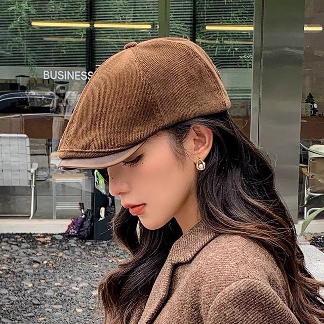 香奈儿Chanel韩国Ins博主同款复古前进帽子女时尚古着条纹气质画家帽